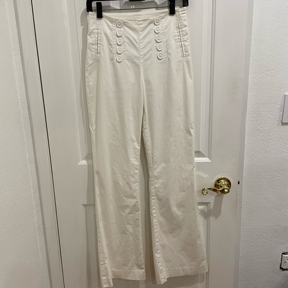 Bebe White size 0 High Waist Cotton Flare , Bootcut Sailor Pants Y2K - Picture 1 of 6
